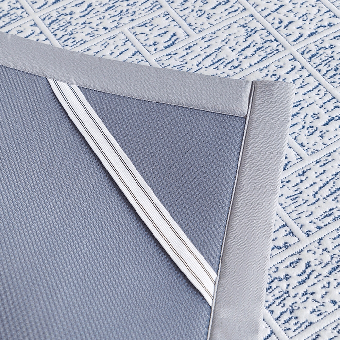 91家纺网 家纺一手货源 找家纺 鑫姿席业 2025新款A类凉感冰豆豆席 雅致床席款-冰深蓝