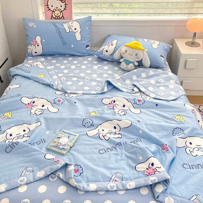 91家纺网 家纺一手货源 找家纺 博雅 2025新款三丽鸥全棉纯棉夏被夏凉被空调被四件套 夏被全棉-甜品玉桂狗