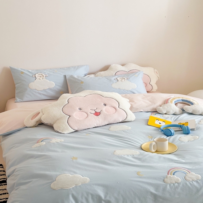 91家纺网 家纺一手货源 找家纺 朗莎家纺 2025新款40支全棉水洗五件套 喜羊羊