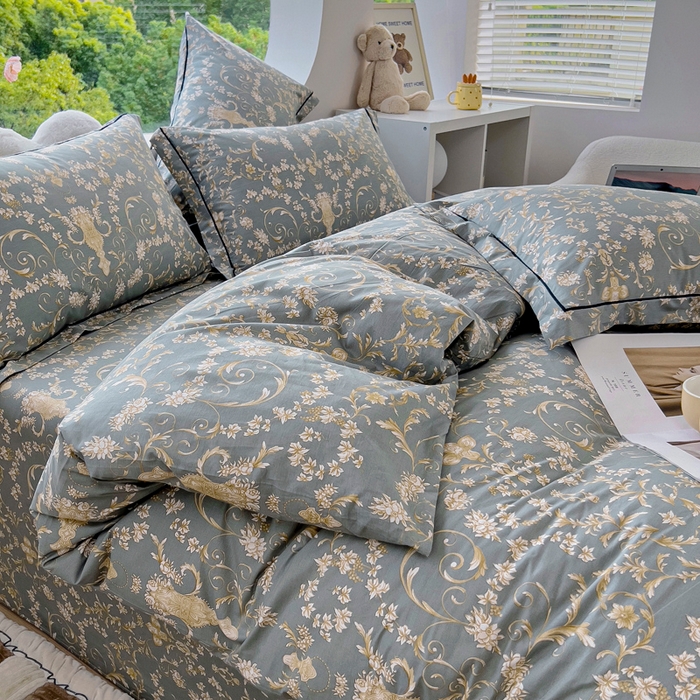 91家纺网 家纺一手货源 找家纺 锦罗绣 2025新款全棉13376印花套件单品 波光花纹