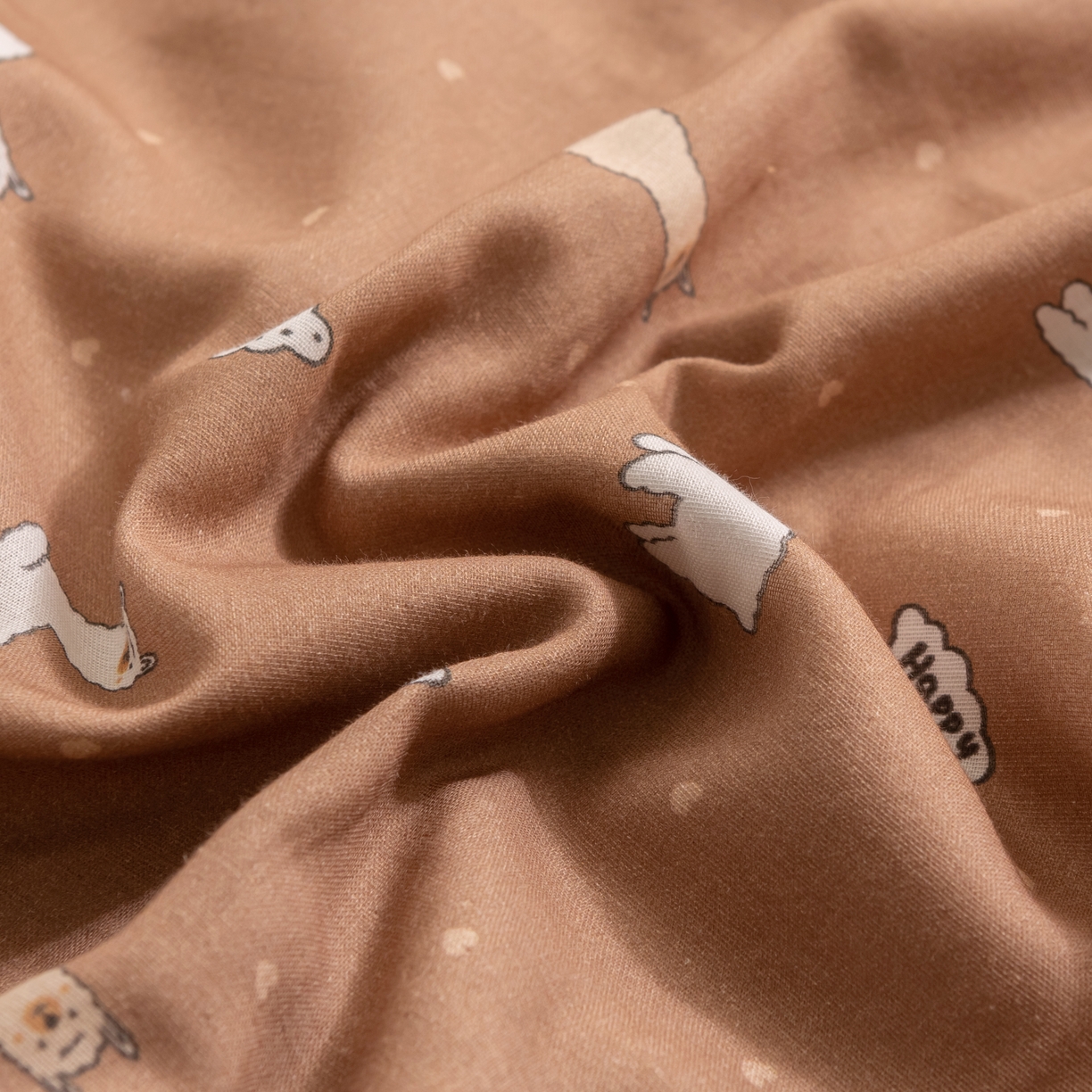 91家纺网 家纺一手货源 找家纺 萌番宝 2025新款A类全棉纯棉水洗双层纱卡通儿童单枕套信封枕单枕套 枕套单件 羊驼咖