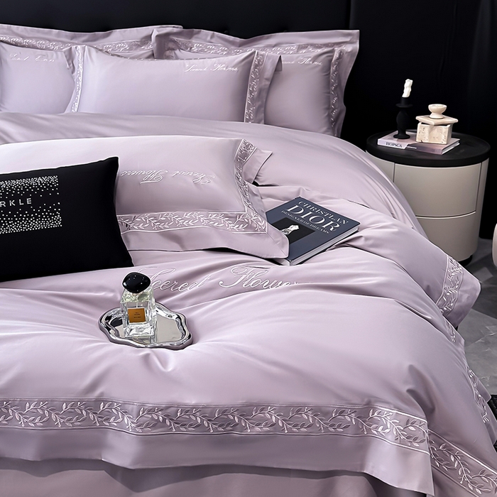 91家纺网 家纺一手货源 找家纺 安妮家居 2025新款全棉A类麦穗系列四件套 麦穗-紫色