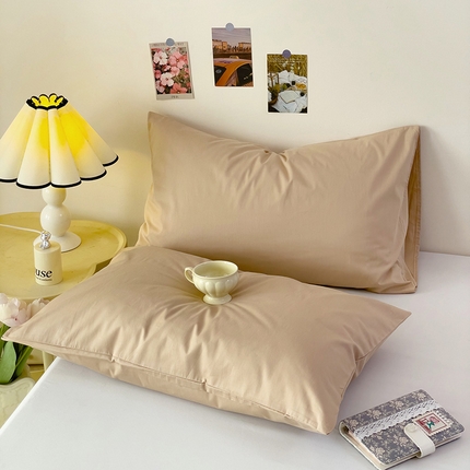 漫时光 2025新款亲肤舒适纯色全棉A类纯棉单枕套 香槟色