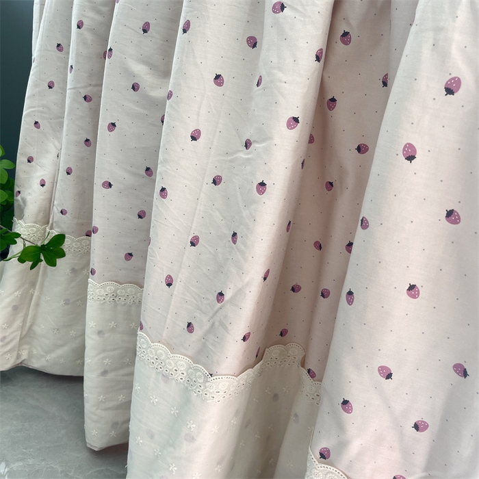 91家纺网 家纺一手货源 找家纺 奈萝家纺 奈萝2025新款全棉13372法式花边纯棉夏被春秋被 粉色草莓