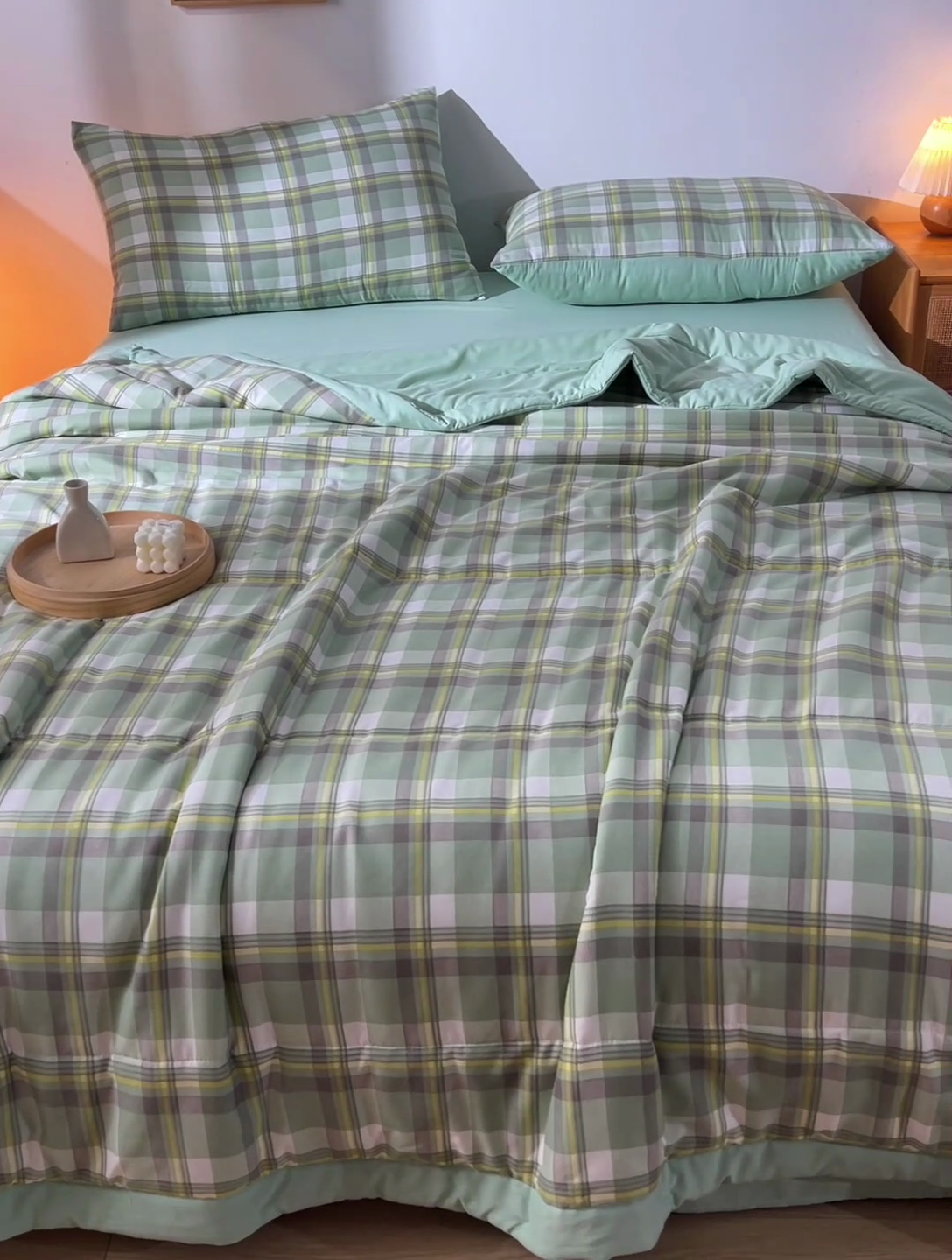 91家纺网 家纺一手货源 找家纺 玉清坊 2025新款色织水洗棉新疆棉花夏被【支持一件代发】 罗宾-绿