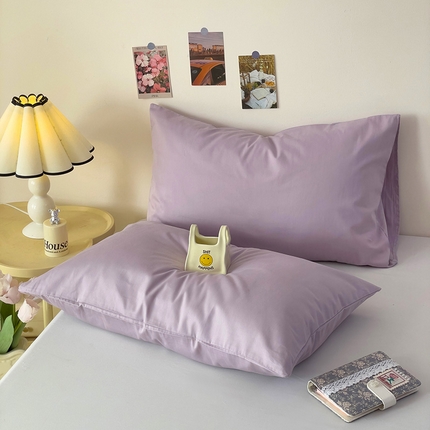 91家纺网 家纺一手货源 找家纺 漫时光 2025新款亲肤舒适纯色全棉A类纯棉单枕套 梦幻紫