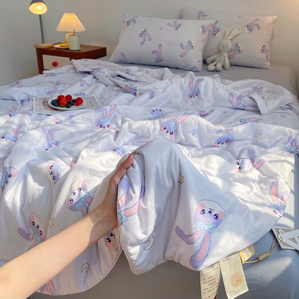 简爱 2025新款A类针织棉大豆纤维夏被 紫紫兔