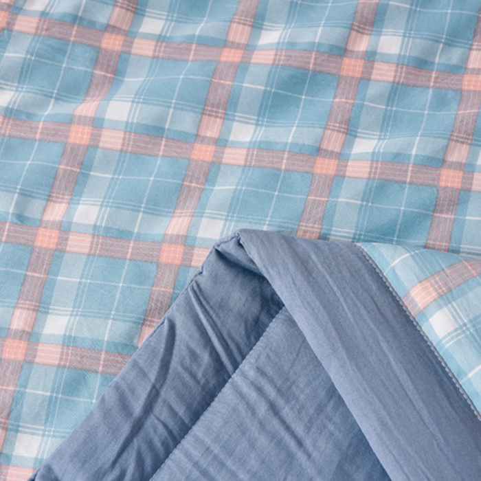 91家纺网 家纺一手货源 找家纺 玉清坊 2025新款色织水洗棉新疆棉花夏被【支持一件代发】 洛卡-蓝