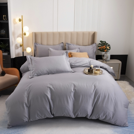 锦罗绣 2025新款全棉13376印花套件单品纯色系列 银灰