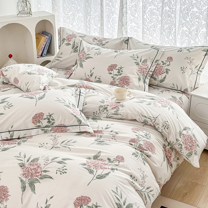 91家纺网 家纺一手货源 找家纺 锦罗绣 2025新款全棉13376印花套件单品单被套 暗香花-红