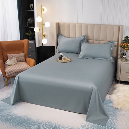 锦罗绣 2025新款全棉13376印花套件单品纯色系列单床单 兰灰