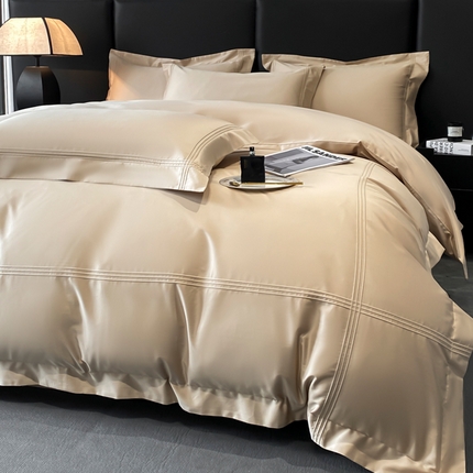 91家纺网 家纺一手货源 找家纺 水云缦 2025新款全棉埋绳款四件套-保罗款 保罗款香槟金