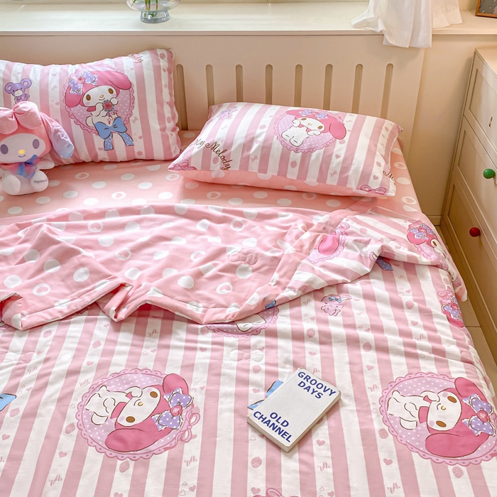 91家纺网 家纺一手货源 找家纺 博雅 2025新款三丽鸥全棉纯棉夏被夏凉被空调被四件套 夏被全棉-甜甜美乐蒂