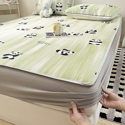 91家纺网 家纺一手货源 找家纺 （总）摩妮卡 2025新款数码碳光席冰丝席三件套床笠款