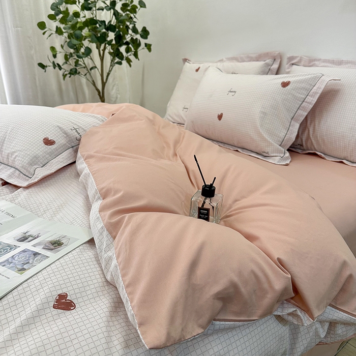 91家纺网 家纺一手货源 找家纺 橙艺 2025新款春夏铂金全棉四件套第二波 微光-粉