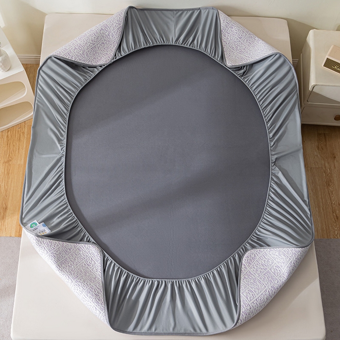 91家纺网 家纺一手货源 找家纺 鑫姿席业 2025新款A类凉感冰豆豆席 雅致床笠款-冰紫