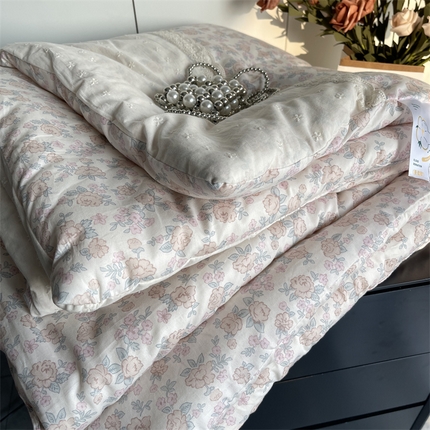 91家纺网 家纺一手货源 找家纺 （总）奈萝家纺 奈萝2025新款全棉13372法式花边纯棉夏被春秋被