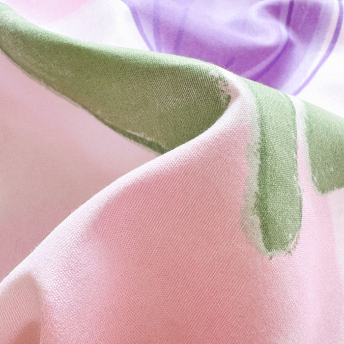 91家纺网 家纺一手货源 找家纺 爱一个家 2023新款芦荟棉双边时尚床裙四件套 郁金香