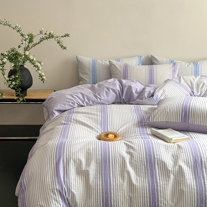 91家纺网 家纺一手货源 找家纺 玖弘家居 2025新款提花全棉四件套-繁星 繁星-紫