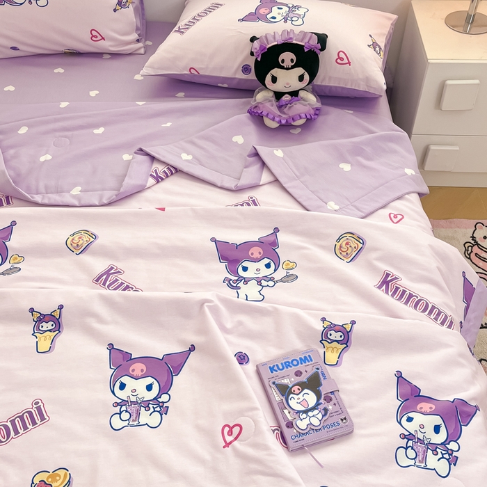 91家纺网 家纺一手货源 找家纺 博雅 2025新款三丽鸥全棉纯棉夏被夏凉被空调被四件套 夏被全棉-多彩库洛米