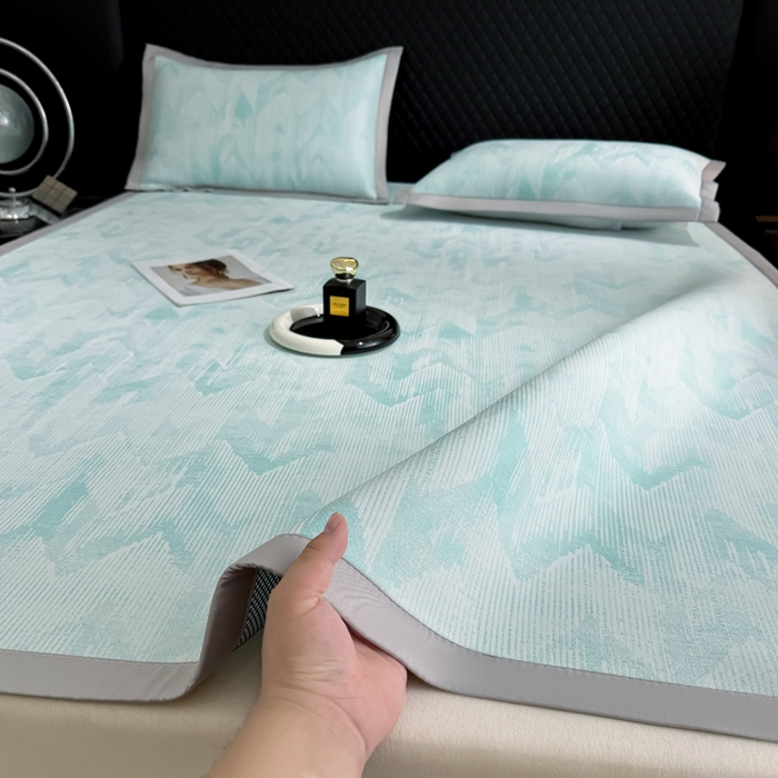 91家纺网 家纺一手货源 找家纺 （总）小萌虎 小萌虎 2025新款PE高分子乙纶提花凉感凉席床席款床笠款