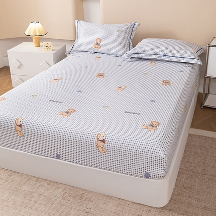 锦罗绣 2025新款全棉13376印花套件单品单床笠 小熊