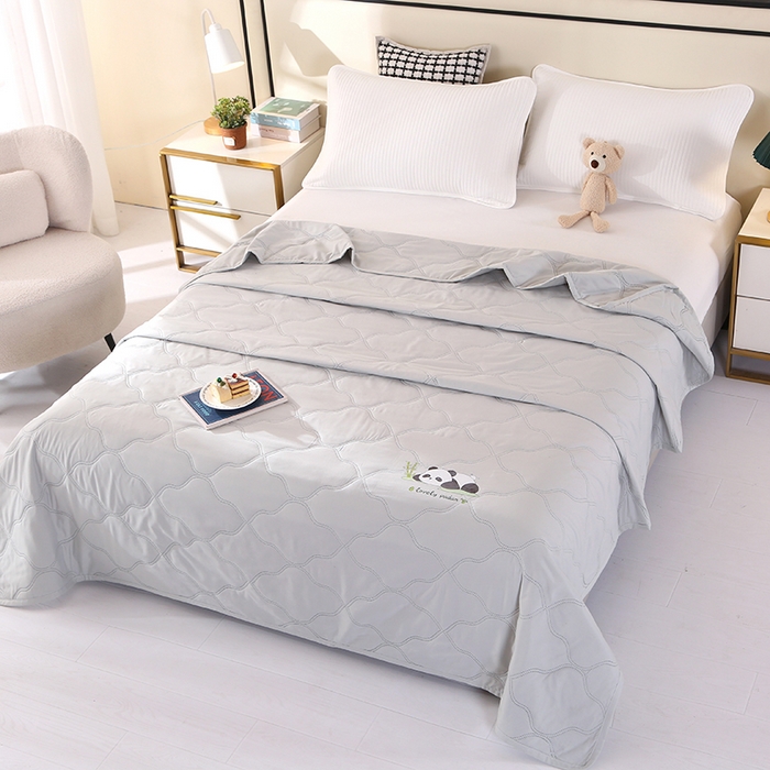 91家纺网 家纺一手货源 找家纺 爱洛家纺 2025新款熊猫超声波夏凉被被子被芯 熊猫灰-夏被