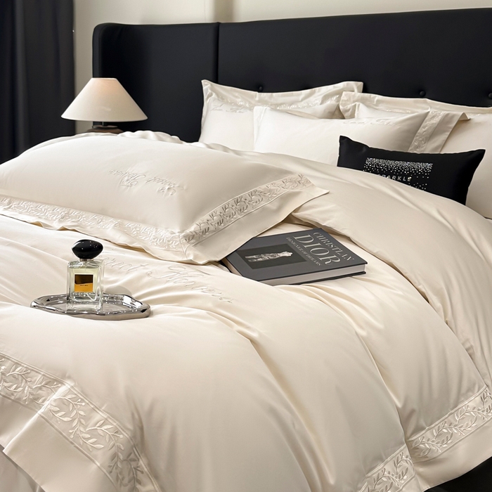 91家纺网 家纺一手货源 找家纺 安妮家居 2025新款全棉A类麦穗系列四件套 麦穗-米白