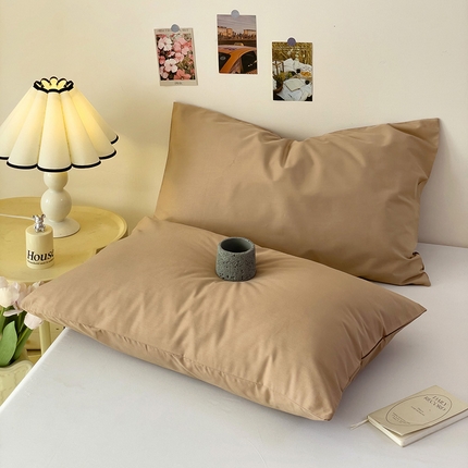 漫时光 2025新款亲肤舒适纯色全棉A类纯棉单枕套 奶酪咖