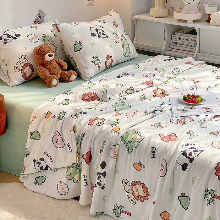 91家纺网 家纺一手货源 找家纺 简爱 2025新款A类针织棉大豆纤维夏被 卡通世界