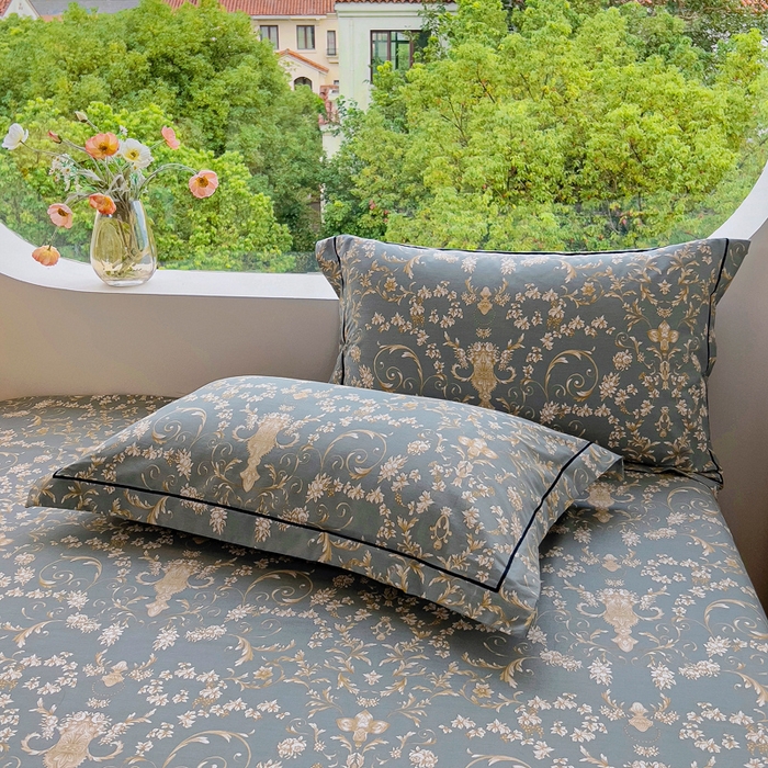 91家纺网 家纺一手货源 找家纺 锦罗绣 2025新款全棉13376印花套件单品 波光花纹