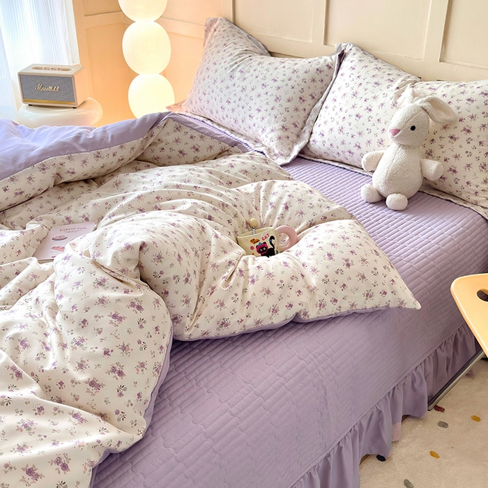 91家纺网 家纺一手货源 找家纺 人人爱 2025新款有氧针织棉双层纱床盖款四件套 雷拉小姐