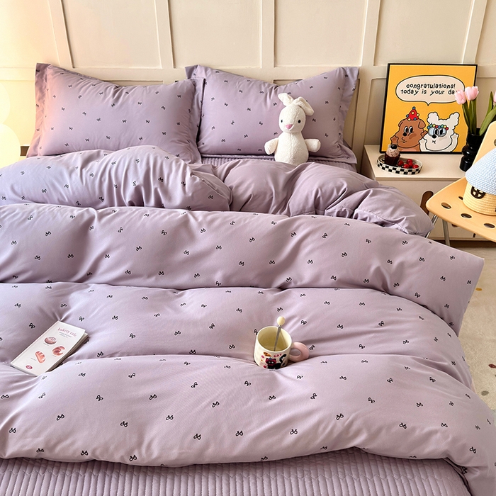 91家纺网 家纺一手货源 找家纺 人人爱 2025新款有氧针织棉双层纱床盖款四件套 结美