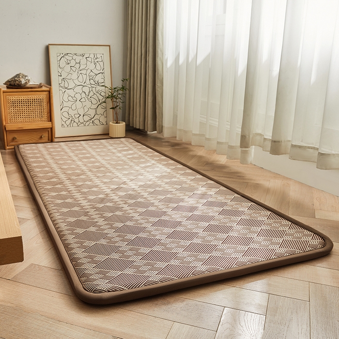 91家纺网 家纺一手货源 找家纺 迪乐妮 2025新款抑菌冰丝地垫床垫爬爬垫-小床图 抑菌冰丝垫九宫格-咖