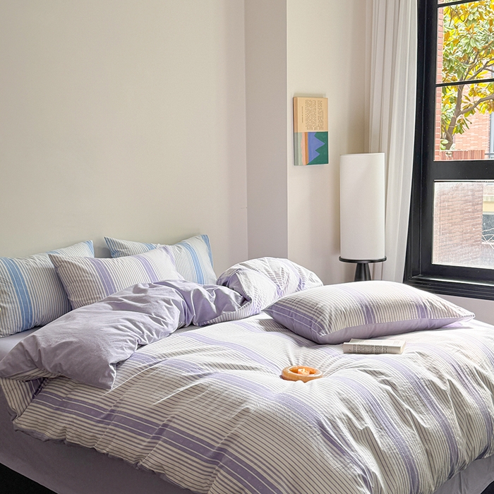 91家纺网 家纺一手货源 找家纺 玖弘家居 2025新款提花全棉四件套-繁星 繁星-紫