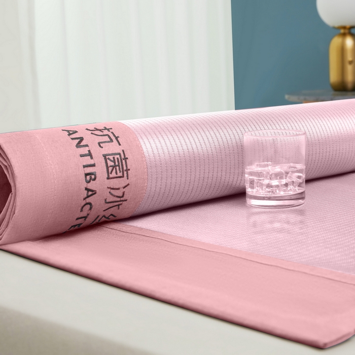 91家纺网 家纺一手货源 找家纺 迪乐妮 2025新款母婴级抗菌床笠款冰丝席 粉 床单款