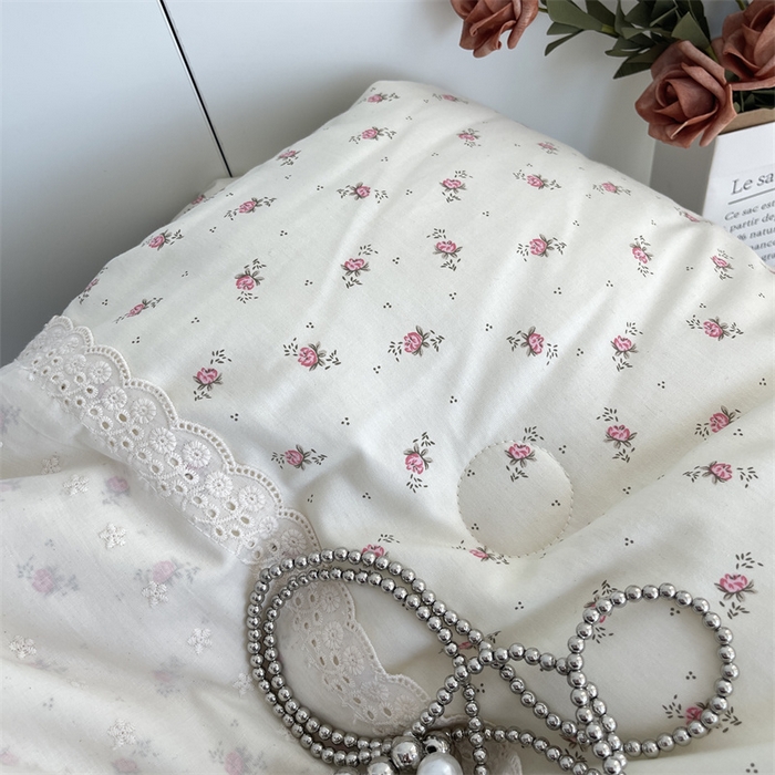 91家纺网 家纺一手货源 找家纺 奈萝家纺 奈萝2025新款全棉13372法式花边纯棉夏被春秋被 玫瑰花园