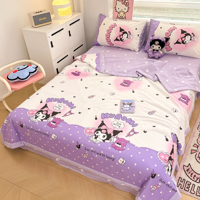 91家纺网 家纺一手货源 找家纺 博雅 2025新款三丽鸥全棉纯棉夏被夏凉被空调被四件套 夏被全棉-梦想库洛米