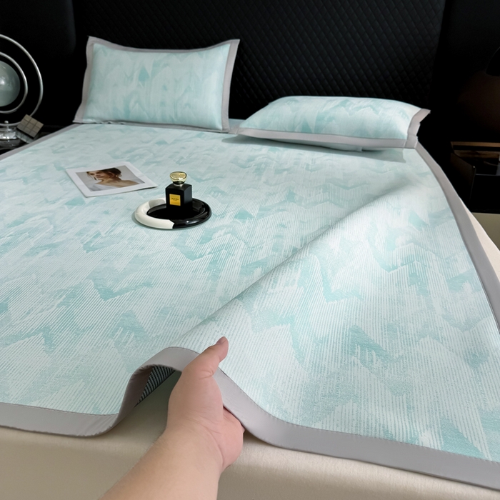 91家纺网 家纺一手货源 找家纺 （总）小萌虎 小萌虎 2025新款PE高分子乙纶提花凉感凉席床席款床笠款