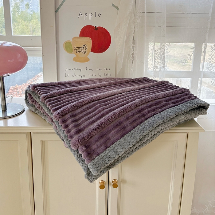 91家纺网 家纺一手货源 找家纺 潮邦创意家居2025新款云朵绒灰边舒绵云朵毯 灰边舒绵云朵毯-紫色