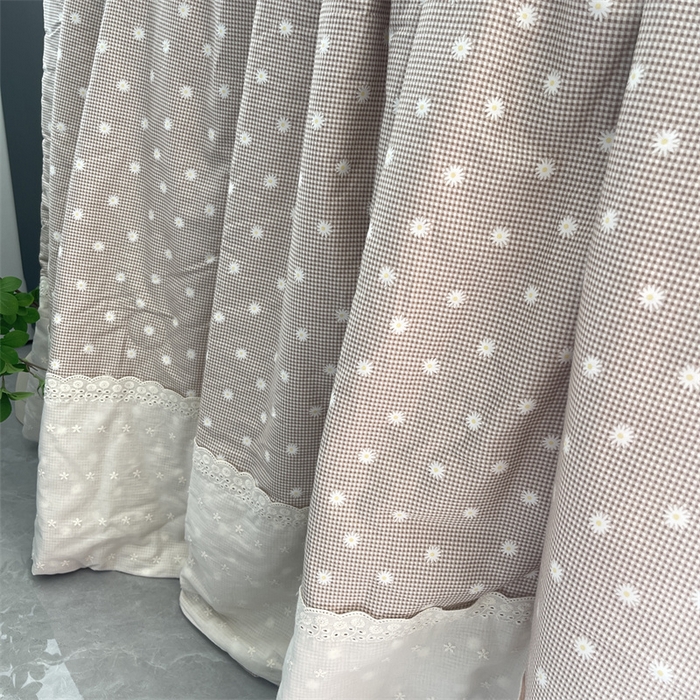 91家纺网 家纺一手货源 找家纺 奈萝家纺 奈萝2025新款全棉13372法式花边纯棉夏被春秋被 格子雏菊