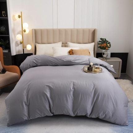 锦罗绣 2025新款全棉13376印花套件单品纯色系列单被套 银灰