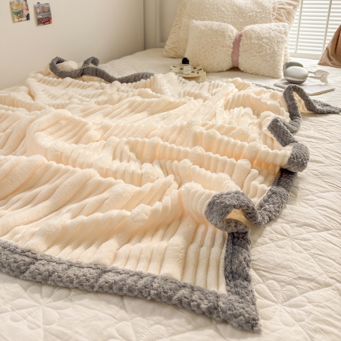 91家纺网 家纺一手货源 找家纺 （总）潮邦创意家居2025新款云朵绒灰边舒绵云朵毯