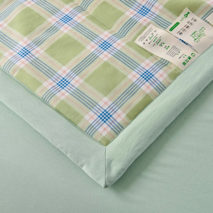 91家纺网 家纺一手货源 找家纺 玉清坊 2025新款色织水洗棉新疆棉花夏被【支持一件代发】 罗宾-绿