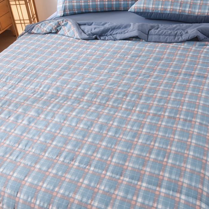 91家纺网 家纺一手货源 找家纺 玉清坊 2025新款色织水洗棉新疆棉花夏被【支持一件代发】 洛卡-蓝