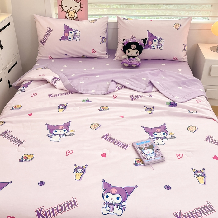 91家纺网 家纺一手货源 找家纺 博雅 2025新款三丽鸥全棉纯棉夏被夏凉被空调被四件套 夏被全棉-多彩库洛米