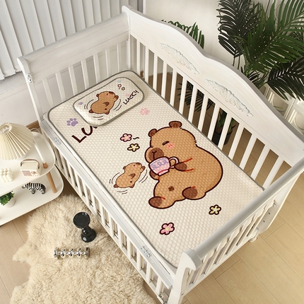 沁童儿童用品店 2025新款儿童冰豆豆凉席两件套 熊宝宝