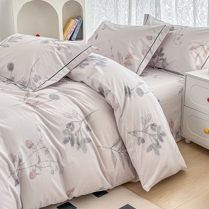 91家纺网 家纺一手货源 找家纺 锦罗绣 2025新款全棉13376印花套件单品单被套 小思绪-粉