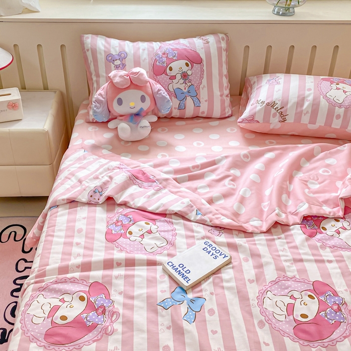 91家纺网 家纺一手货源 找家纺 博雅 2025新款三丽鸥全棉纯棉夏被夏凉被空调被四件套 夏被全棉-甜甜美乐蒂