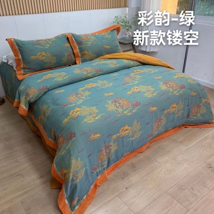 91家纺网 家纺一手货源 找家纺 （总）双层纱家居 2023新款红色镂空款双层纱四件套